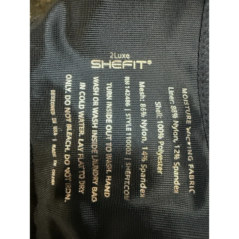Shefit Flex Sports Bra Womens 2Luxe Black Zip Front High Impact Gym Wash Bag